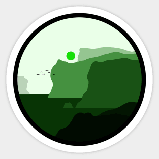 Minimalist Landscape - Green Cliffs Sticker